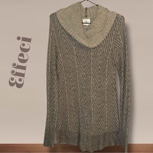 🌺EFFECI COWL NECK SPLIT SIDES GREY/BEIGE SWEATER